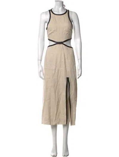Pre-owned Staud Linen Midi Length Dress In Neutrals
