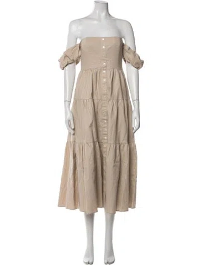 Pre-owned Staud Linen Midi Length Dress In Neutrals
