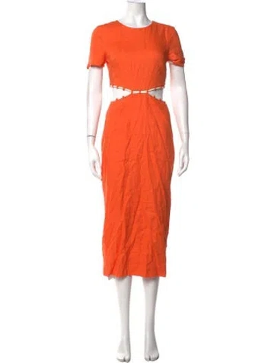 Pre-owned Staud Linen Midi Length Dress In Orange