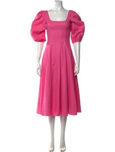Pre-owned Staud Linen Midi Length Dress In Pink