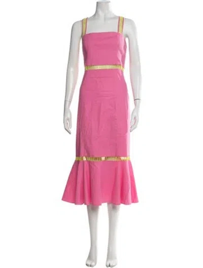 Pre-owned Staud Linen Midi Length Dress In Pink