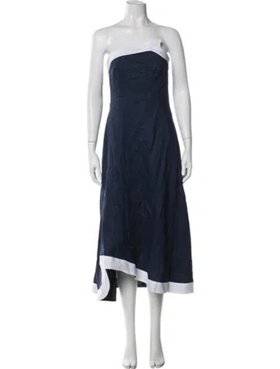 Pre-owned Staud Linen Midi Length Dress W/ Tags In Multi