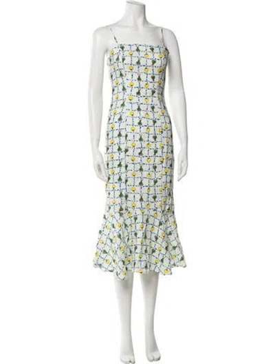 Pre-owned Staud Linen Midi Length Dress In White