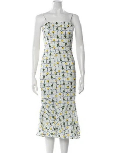 Pre-owned Staud Linen Midi Length Dress In White