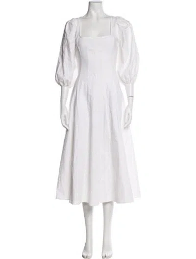 Pre-owned Staud Linen Midi Length Dress In White
