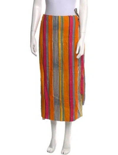 Pre-owned Staud Linen Midi Length Skirt In Blue