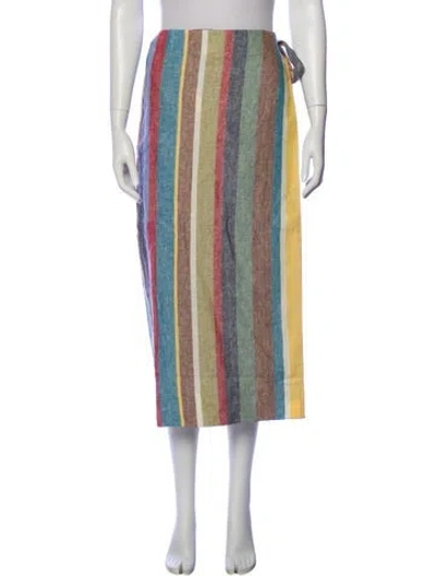 Pre-owned Staud Linen Midi Length Skirt In Green