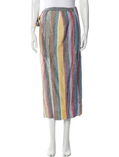 Pre-owned Staud Linen Midi Length Skirt In Multi