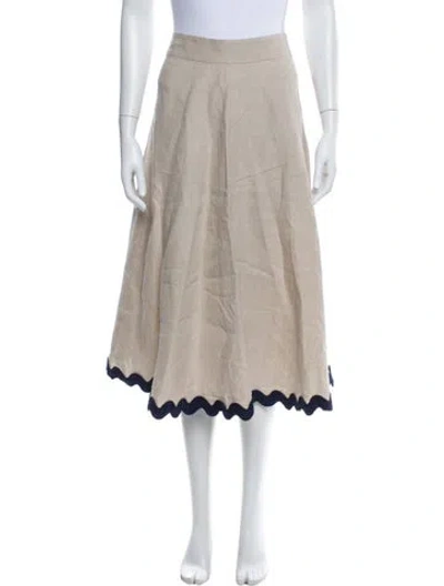 Pre-owned Staud Linen Midi Length Skirt In Neutral
