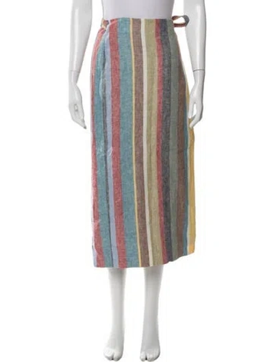 Pre-owned Staud Linen Midi Length Skirt In Neutral