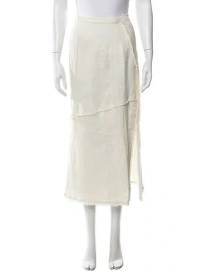 Pre-owned Staud Linen Midi Length Skirt In Neutral