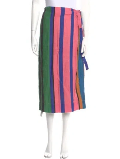 Pre-owned Staud Linen Midi Length Skirt In Pink