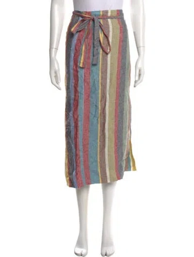 Pre-owned Staud Linen Midi Length Skirt In Pink