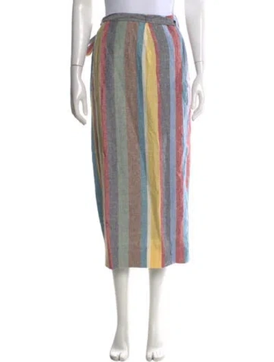 Pre-owned Staud Linen Midi Length Skirt In Red