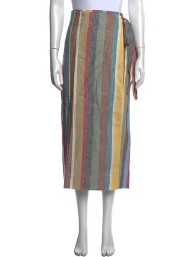 Pre-owned Staud Linen Midi Length Skirt W/ Tags In Green