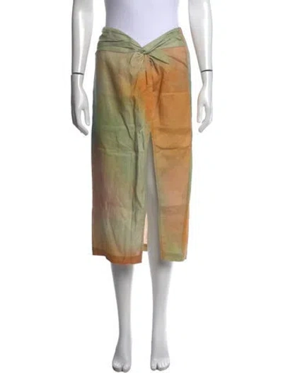 Pre-owned Staud Linen Midi Length Skirt W/ Tags In Neutral