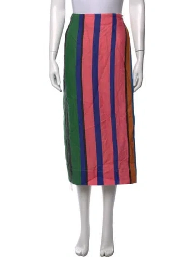 Pre-owned Staud Linen Midi Length Skirt W/ Tags In Pink