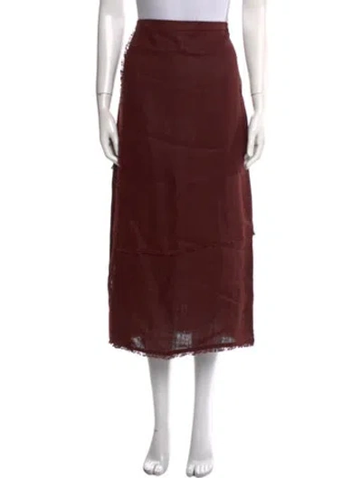 Pre-owned Staud Linen Midi Length Skirt W/ Tags In Red