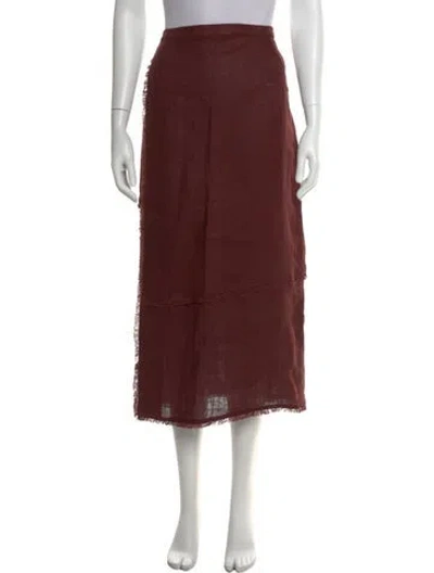 Pre-owned Staud Linen Midi Length Skirt W/ Tags In Red