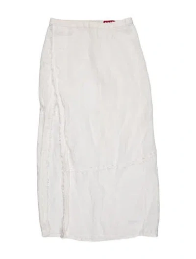 Pre-owned Staud Linen Midi Length Skirt In White