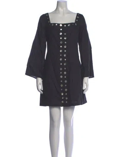 Pre-owned Staud Linen Mini Dress In Black