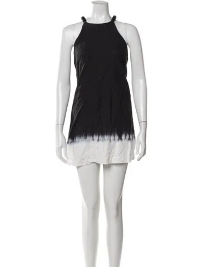 Pre-owned Staud Linen Mini Dress In Black