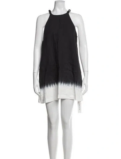 Pre-owned Staud Linen Mini Dress In Black