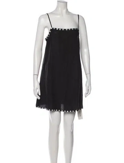 Pre-owned Staud Linen Mini Dress In Black