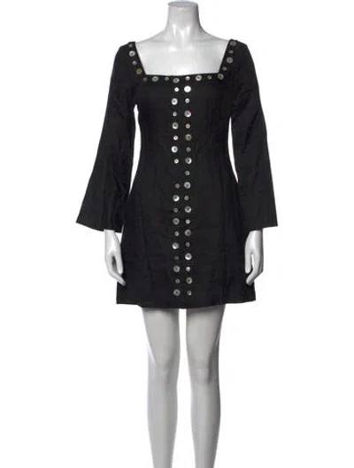 Pre-owned Staud Linen Mini Dress In Black