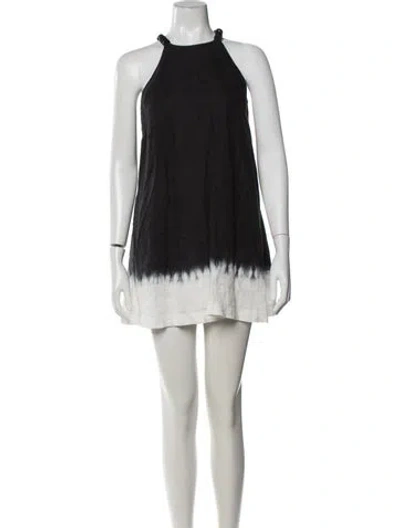 Pre-owned Staud Linen Mini Dress In Black
