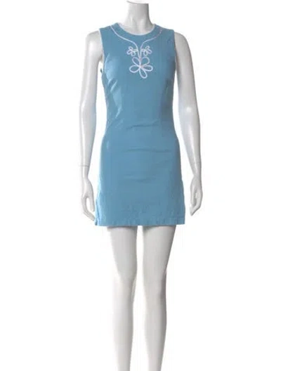 Pre-owned Staud Linen Mini Dress In Blue