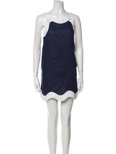 Pre-owned Staud Linen Mini Dress In Blue