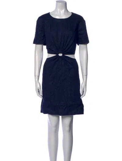 Pre-owned Staud Linen Mini Dress In Blue