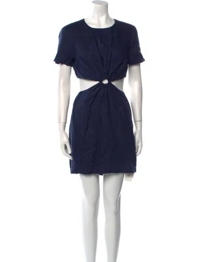 Pre-owned Staud Linen Mini Dress In Blue