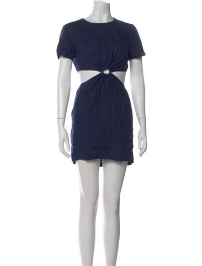 Pre-owned Staud Linen Mini Dress In Blue