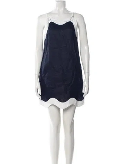 Pre-owned Staud Linen Mini Dress In Blue