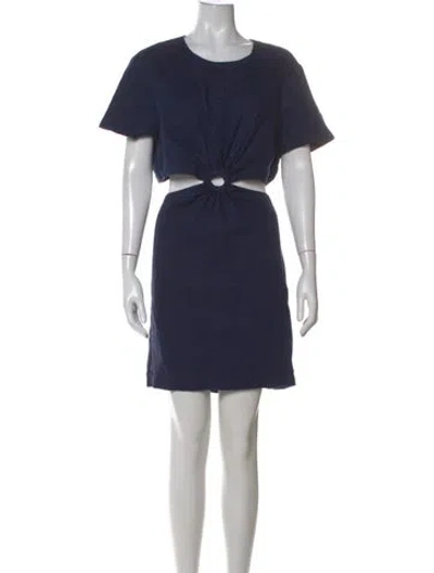 Pre-owned Staud Linen Mini Dress In Blue