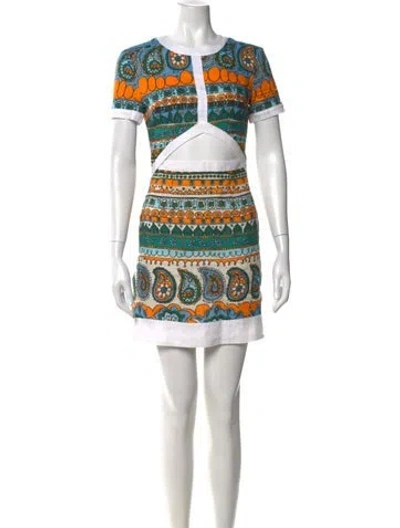 Pre-owned Staud Linen Mini Dress In Blue