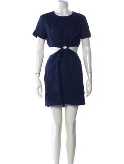 Pre-owned Staud Linen Mini Dress In Blue