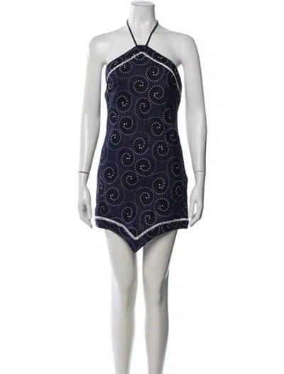 Pre-owned Staud Linen Mini Dress In Blue