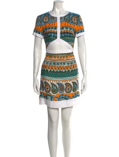 Pre-owned Staud Linen Mini Dress In Blue