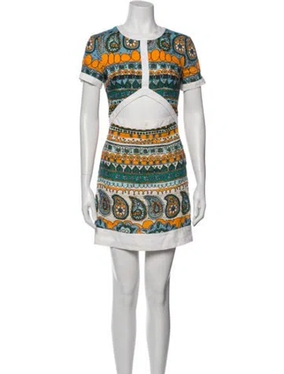 Pre-owned Staud Linen Mini Dress In Blue