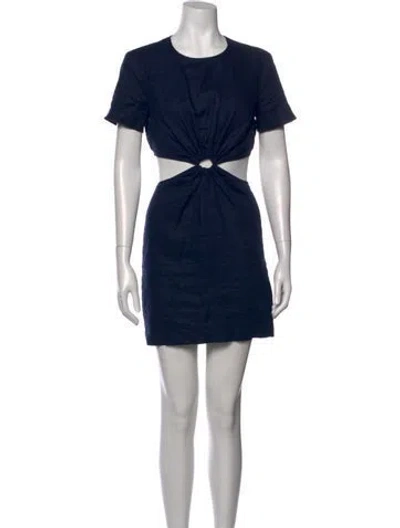 Pre-owned Staud Linen Mini Dress In Blue