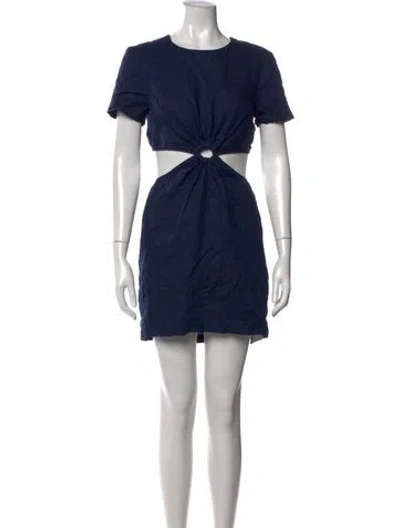 Pre-owned Staud Linen Mini Dress In Blue