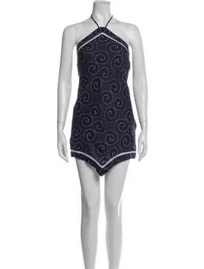 Pre-owned Staud Linen Mini Dress In Blue