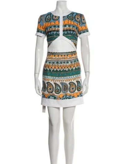 Pre-owned Staud Linen Mini Dress In Blue