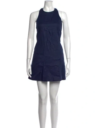 Pre-owned Staud Linen Mini Dress In Blue