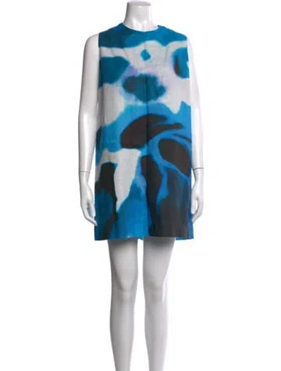 Pre-owned Staud Linen Mini Dress In Blue