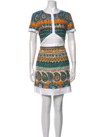 Pre-owned Staud Linen Mini Dress In Blue
