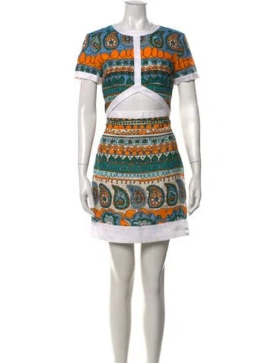Pre-owned Staud Linen Mini Dress In Blue